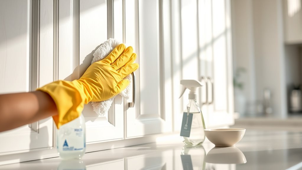 cleaning painted kitchen cabinets