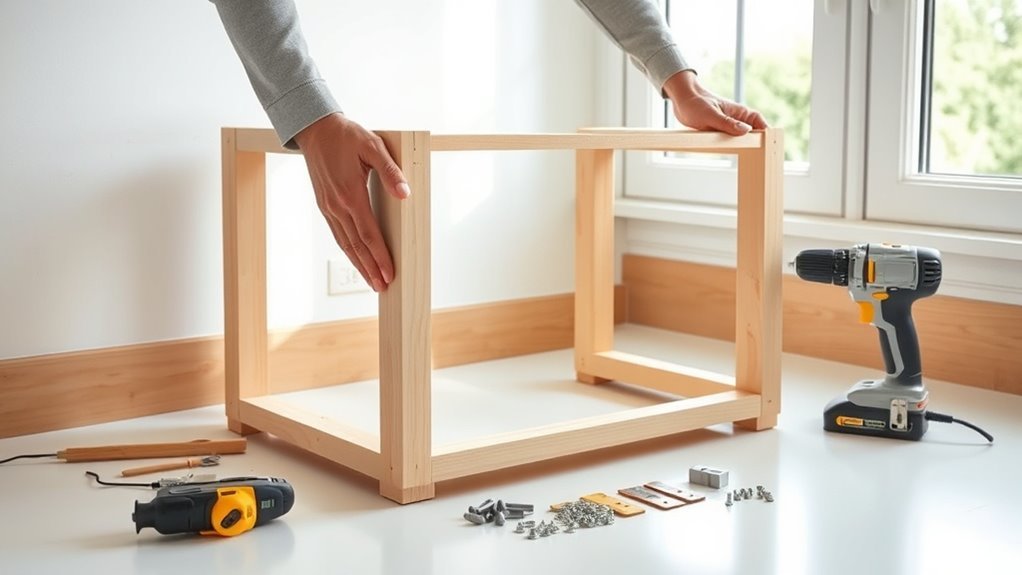 installing kitchen base cabinets