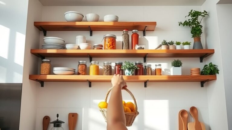 open kitchen shelf styling