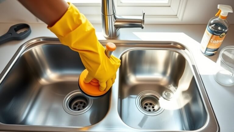 unclogging double kitchen sink
