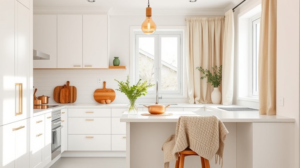 warmth in white kitchens